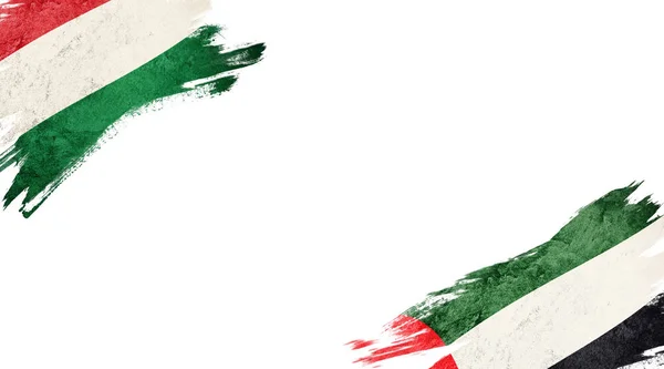 Flags of Hungary and UAE on White Background — Stock Photo, Image